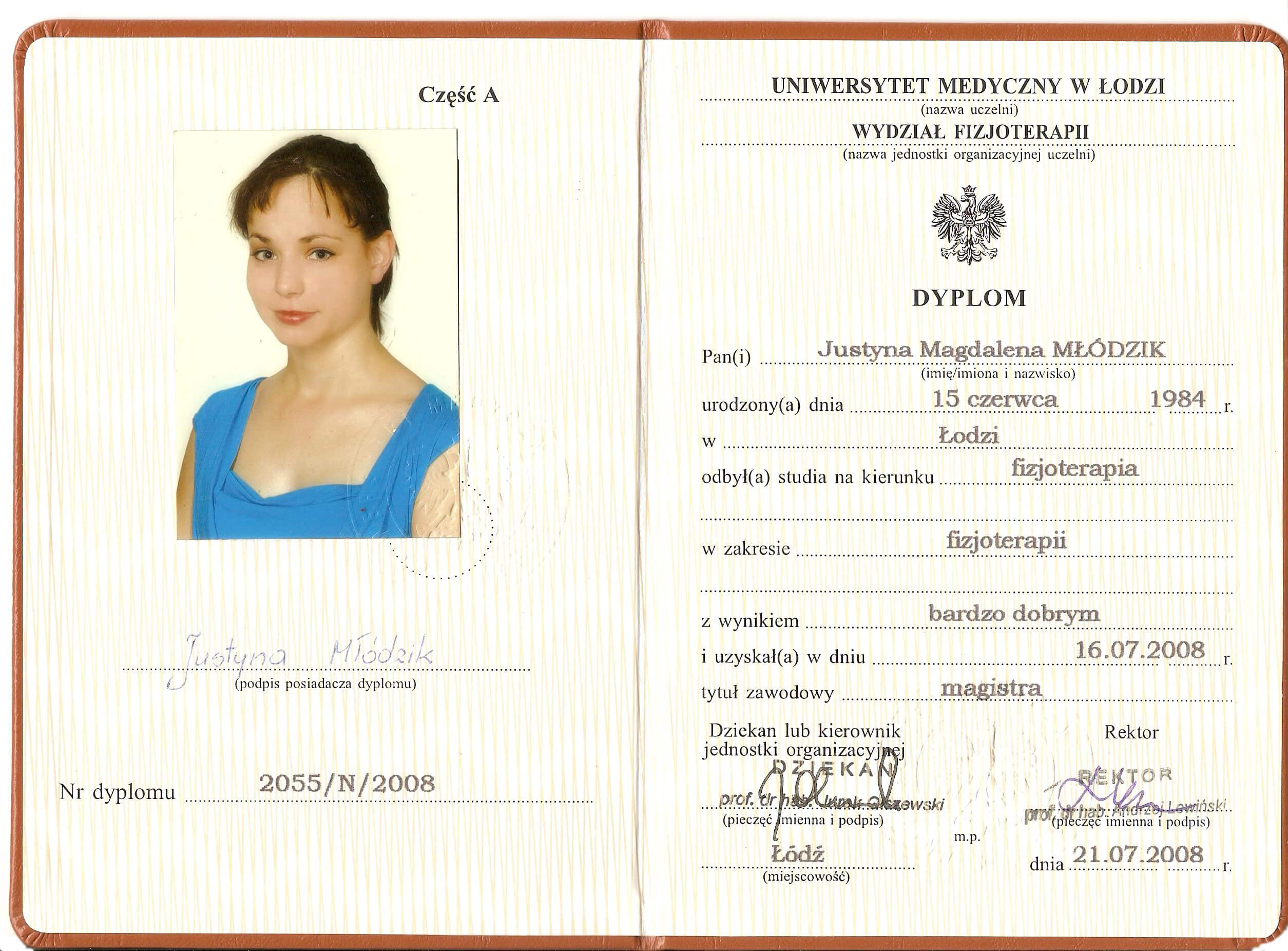 Dyplom — fizjoterapia